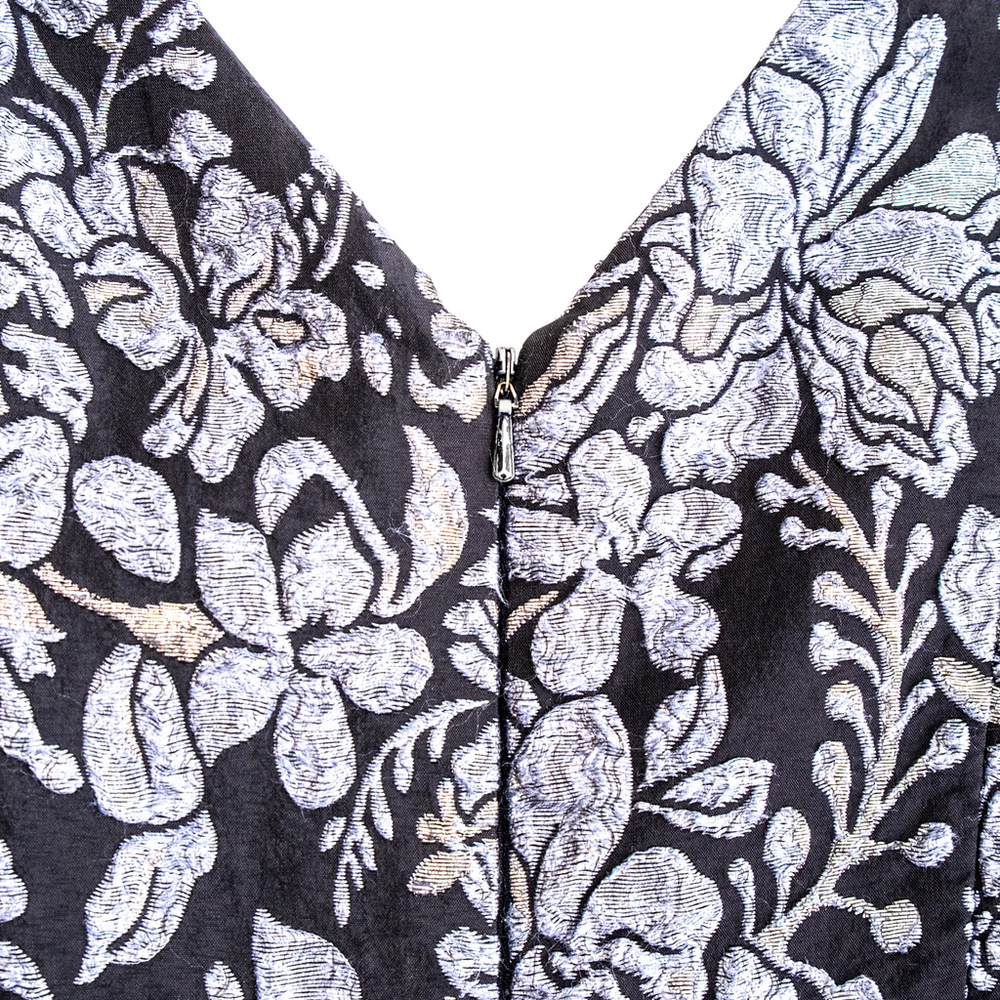 Theia Floral Slate Ballgown Dress Maxi Silver Floral $1,000 Size 8 - Picture 12 of 16